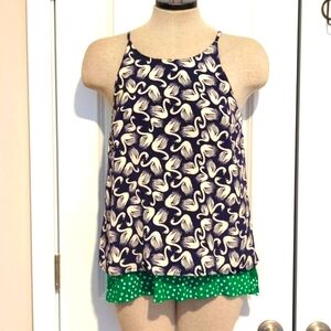 Anthropologie Porridge Swan Print Layered Tank Top Size XS Tunic -91